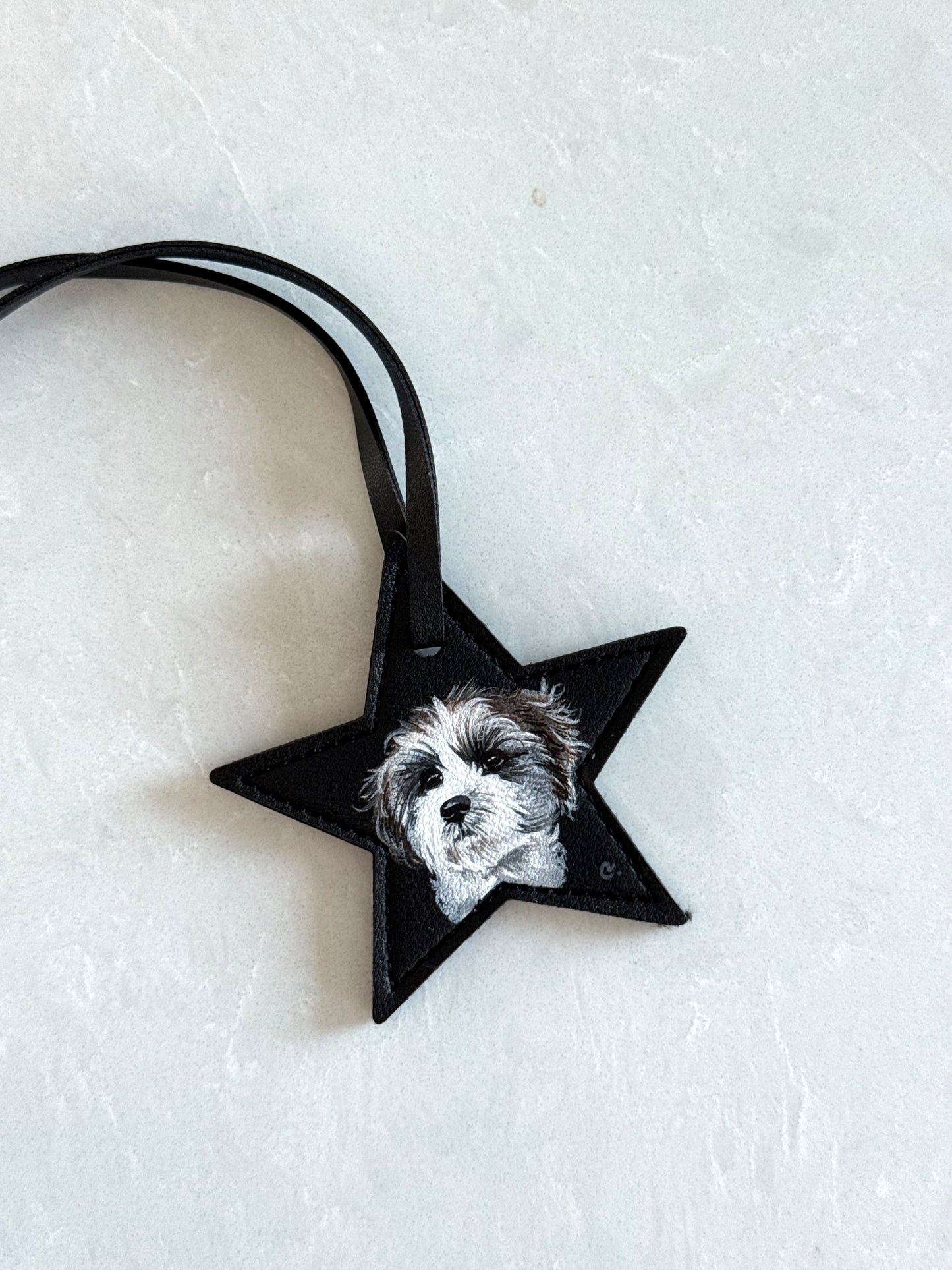 Star leather bag charm