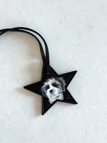 Star leather bag charm