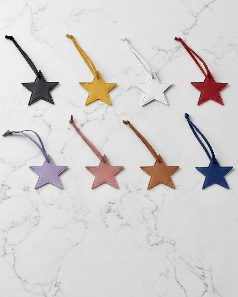 Star leather bag charm